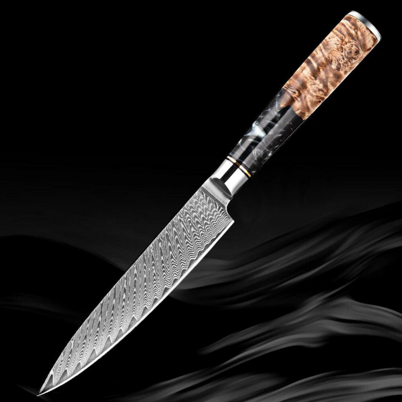 Black Walnut - 9 Piece - Damascus Steel Kitchen Knives Set