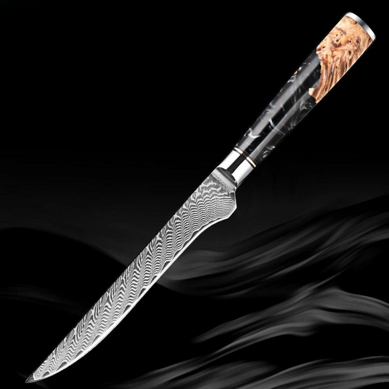 Black Walnut - 9 Piece - Damascus Steel Kitchen Knives Set