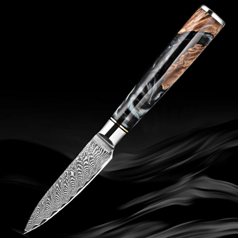 Black Walnut - 3 Piece - Damascus Steel Kitchen Knives Set