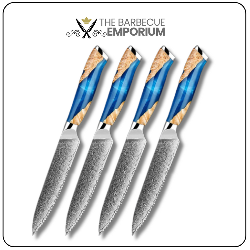 Steak Knife Set 4 -Piece - Japanese VG10 Steel Blades, 5-Inch Premium Serrated