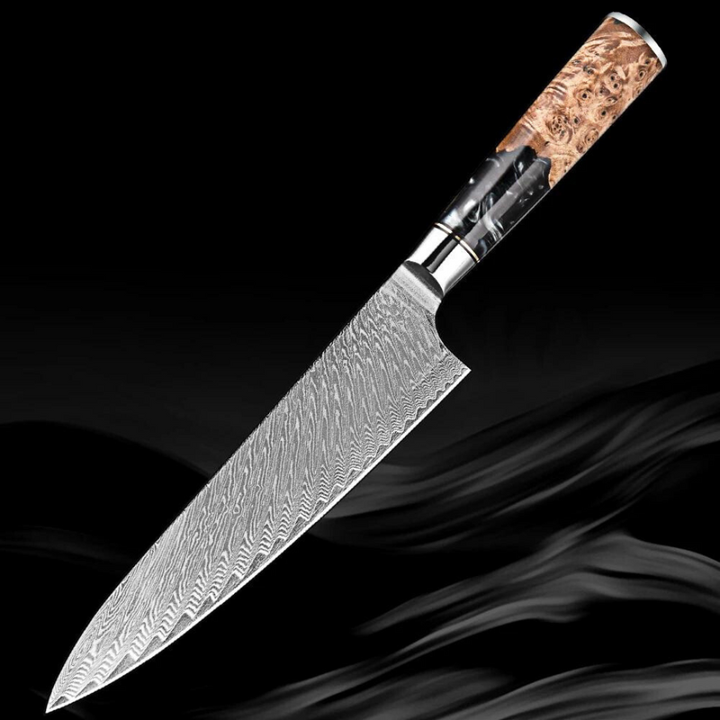 Black Walnut - 9 Piece - Damascus Steel Kitchen Knives Set