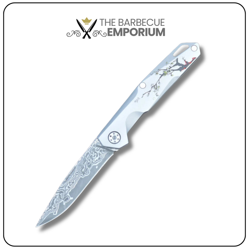 VG10 Damascus Mini Pocket Knife - Keychain with Sheath for (EDC)