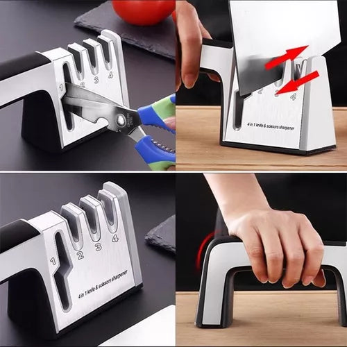 Knife Sharpener with Diamond Coated - Versatile 4 in 1