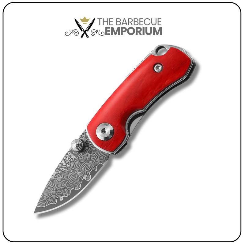 Beef Bone Handle Damascus Mini Folding Knife - VG10 Steel Core