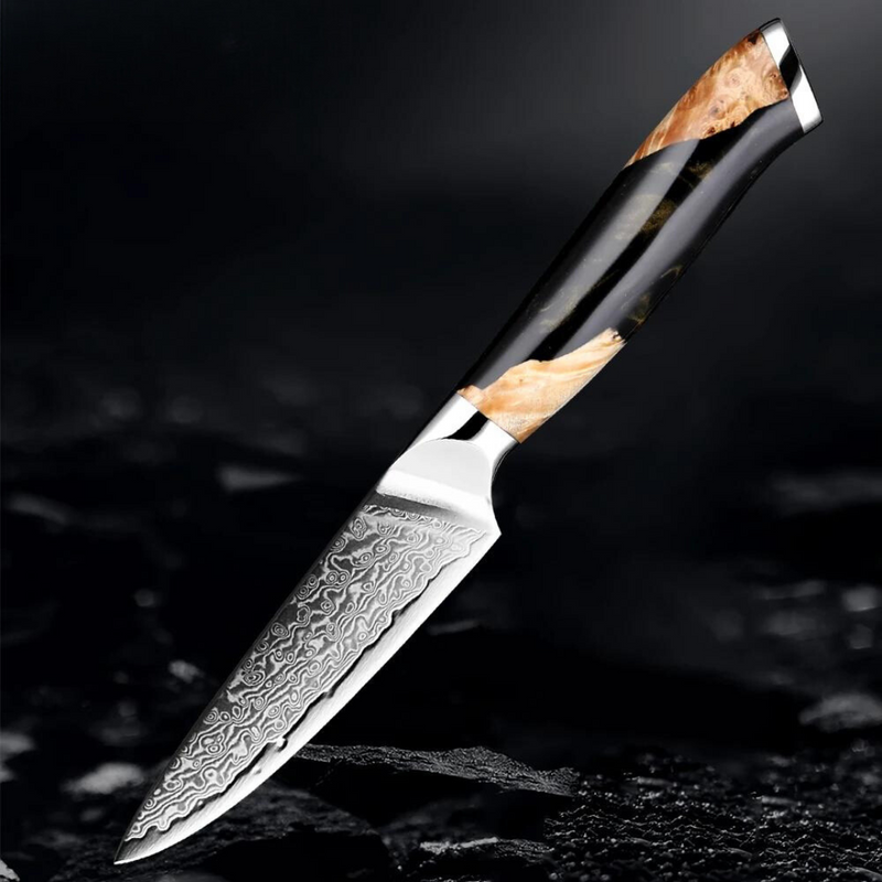 Black Walnut Paring Knife - Damascus VG10 Super Steel, 3.5"