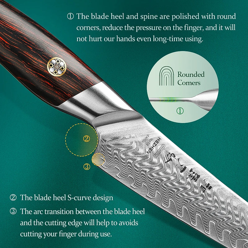 Elegant Series 5" Utility Damascus Steel Knife - for Versatile Precision Cutting