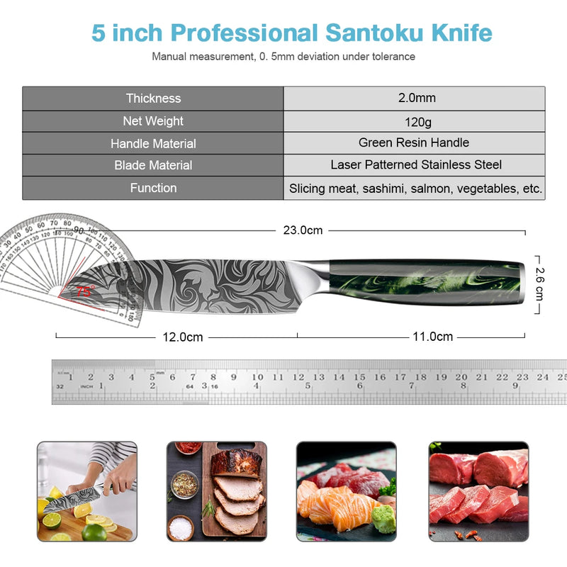 Upgraded Santoku Knife 5-Inch - Razor Sharp Kitchen Knife