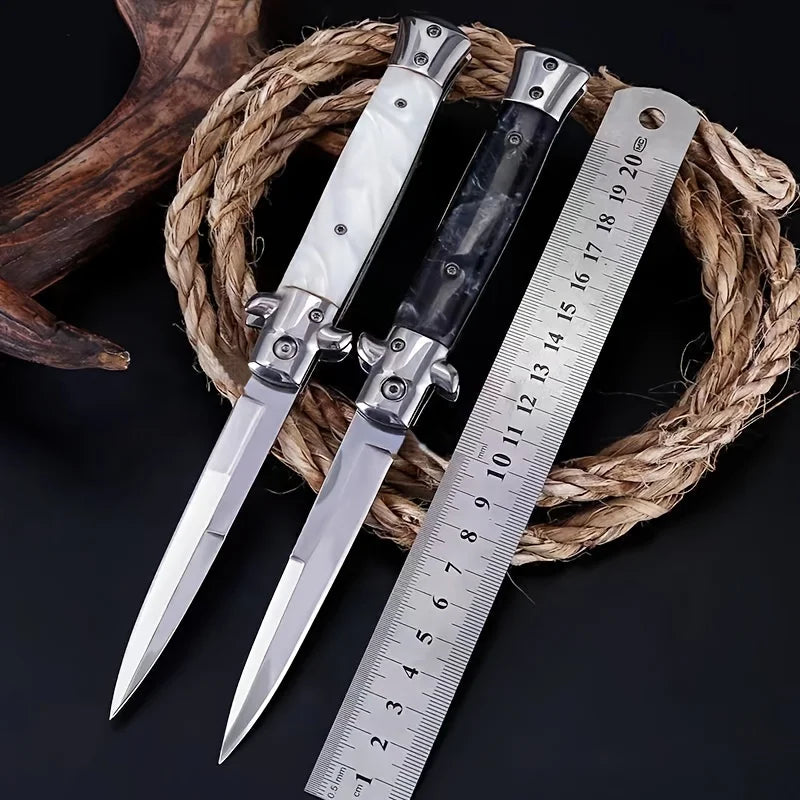 Stainless Steel Folding Knife - Portable EDC Pocket Knife, Sharp Fruit & Steak Knife