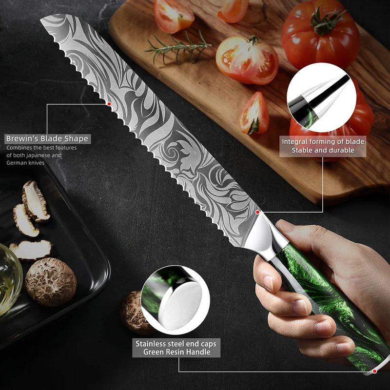 Serrated Bread Knife 8'' - Ultra Sharp with Ergonomic Handle for Slicing Bread