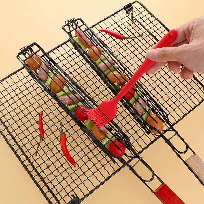 Barbecue Cage - Cage with Wooden Handle