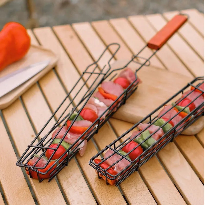 Barbecue Cage - Cage with Wooden Handle