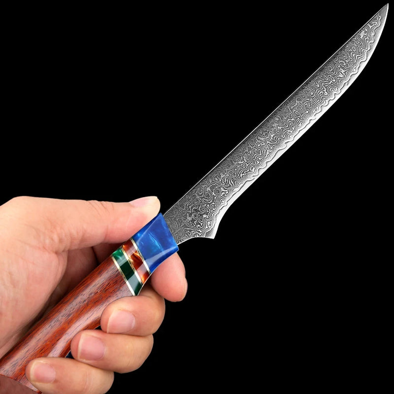 Rosewood Boning Knife 6'' - Damascus Steel Chef's Knife