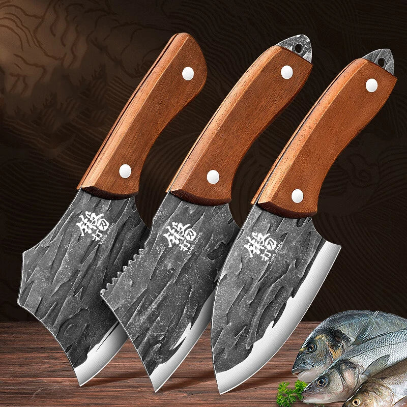 1/3-Piece Mini Meat Cleaver Set - Stainless Steel Sharp Fish Knife