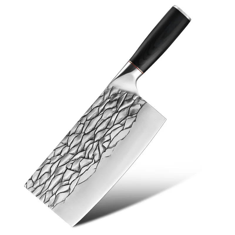 Hammer Pattern Hand-Forged Kitchen Knife - Dual-Purpose Vegetable Chopper and Multifunctional Kitchen Utensil