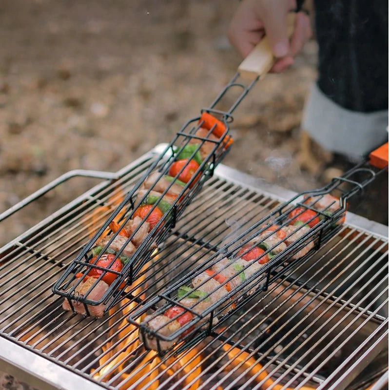 Barbecue Cage - Cage with Wooden Handle