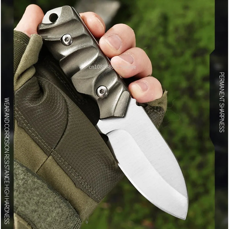 Outdoor Straight Knife - Thick Steel, Aluminum Handle