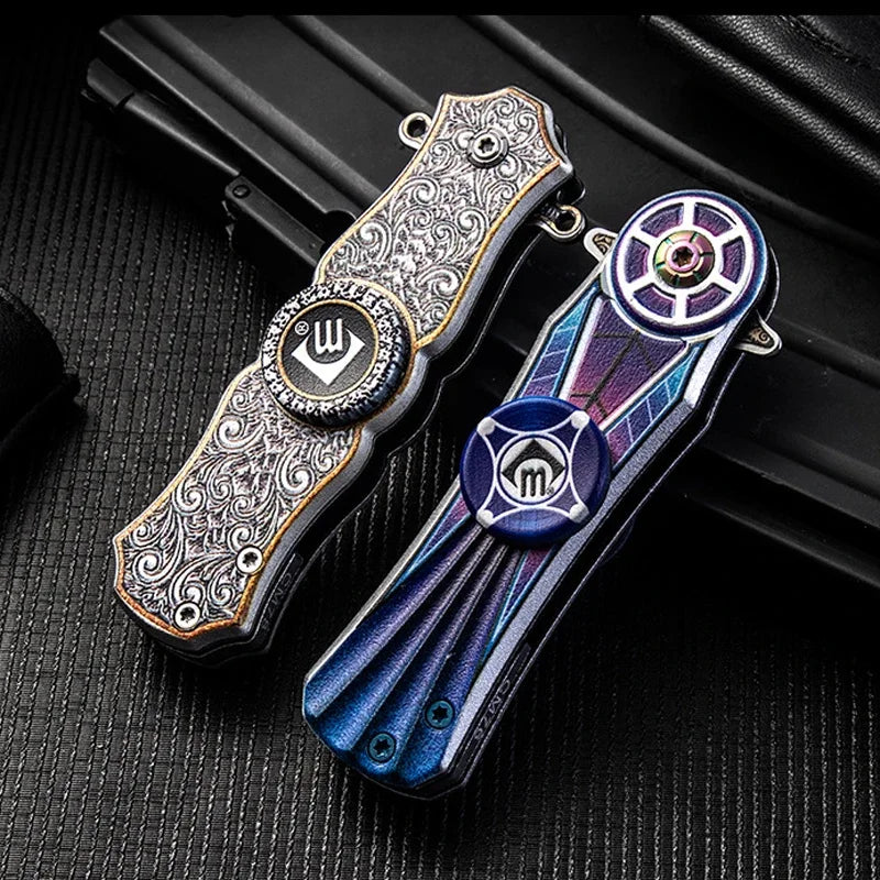 Fingertip Spinner Folding Knife - 7Cr13Mov Steel Blade, Compact and Portable with Box