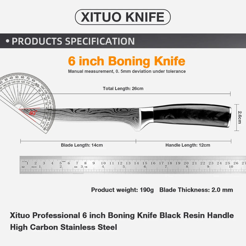 Brown 6-Inch Boning & Fillet Knife - Razor Sharp High Carbon German Steel Blade with Ergonomic Handle for Meat Slicing