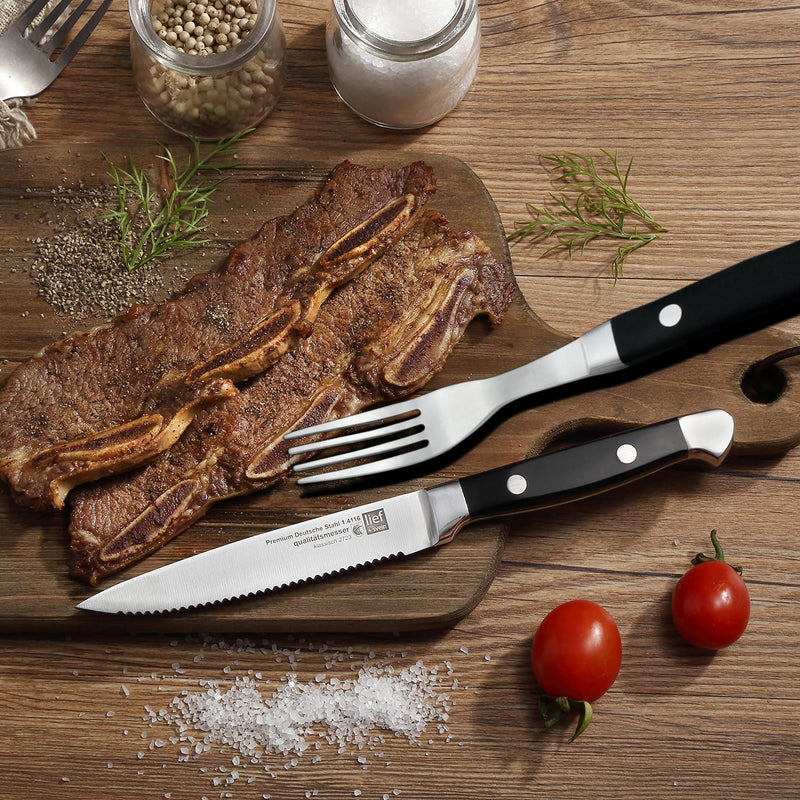 Stainless Steel Steak Knife and Fork Set - 4/6/8 pcs, High-Quality Tableware