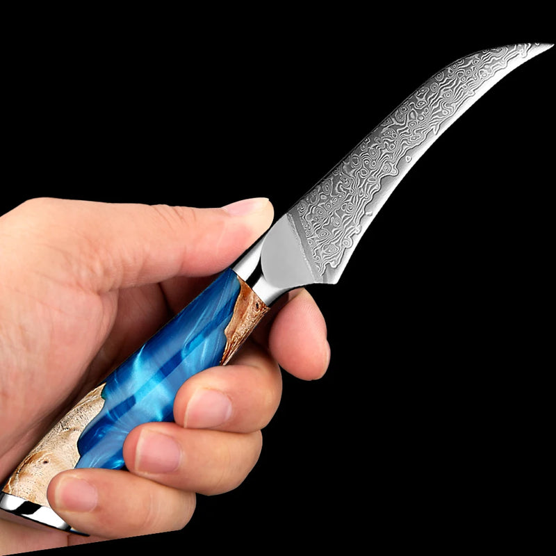 Bird's Beak Paring Knife 3.5” - Handcrafted Razor-Sharp Damascus Blade