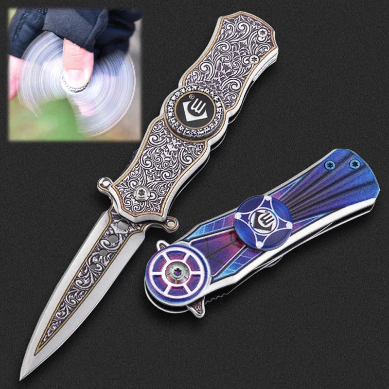 Fingertip Spinner Folding Knife - 7Cr13Mov Steel Blade, Compact and Portable with Box