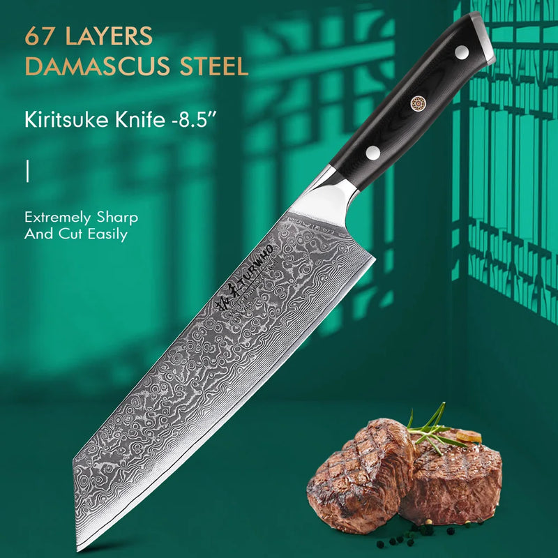 Precise Damascus Steel Knife 8.5" - Precision Cuts for Professional Kitchen Use