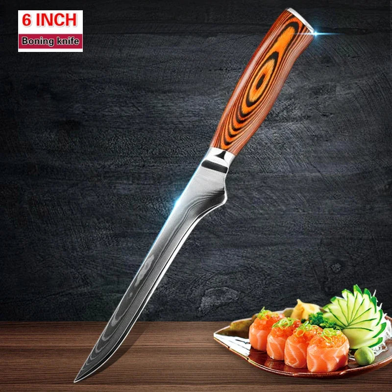 6 Inch Barbecue Boning Knife - High Carbon Japanese Stainless Steel, Wood Handle