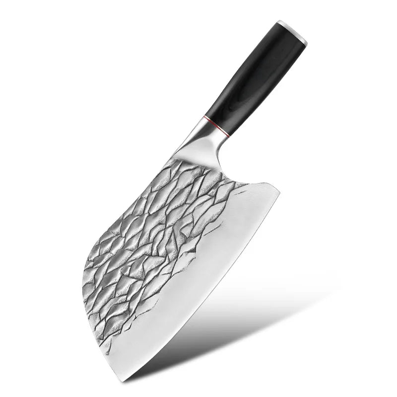 Hammer Pattern Hand-Forged Kitchen Knife - Dual-Purpose Vegetable Chopper and Multifunctional Kitchen Utensil