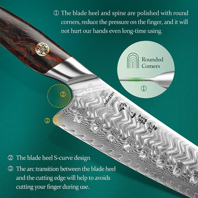 Chef Knife 8.3'' - Damascus Steel Blade for Precise Cuts