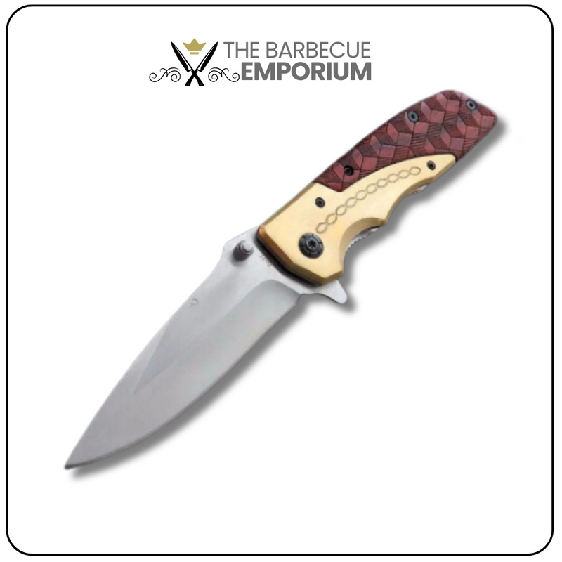 Wood Handle Folding Knife - 8CR13MOV Blade with Wood Handle, Suitable for Kitchen Use